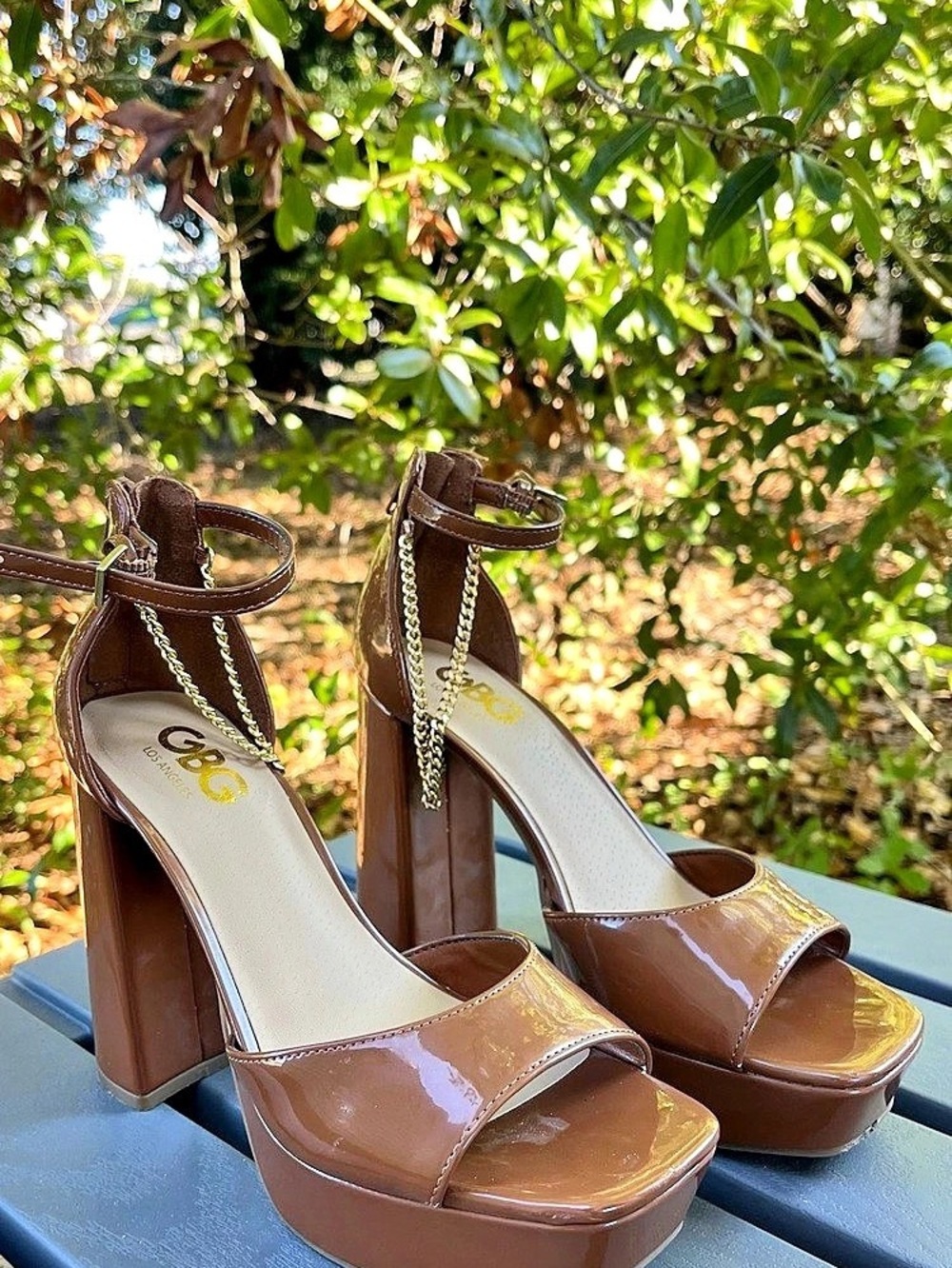 GBG Los Angeles Queen 2 Brown Platform Heels